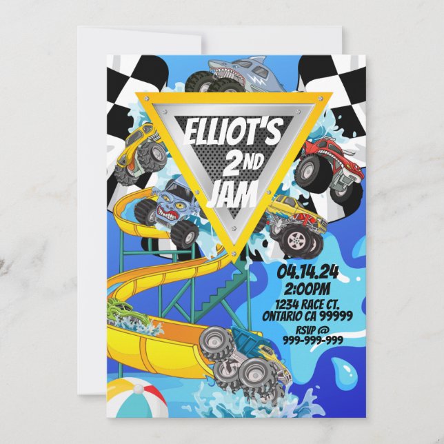 Invitation pour une fête de piscine avec des monst (Devant)