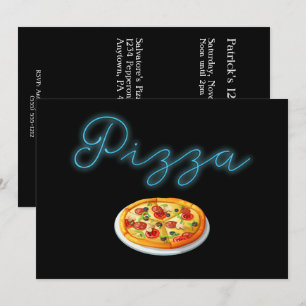 Invitation pour une fête de pizza avec néon glow
