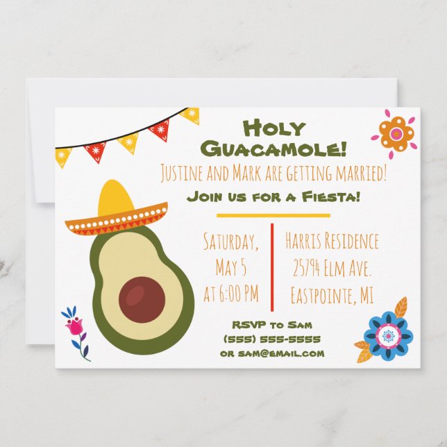 Invitation pour une fête de Sainte Guacamole (Devant)