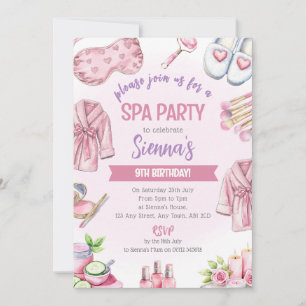 Invitation pour une fête de spa rose tendre - Rela