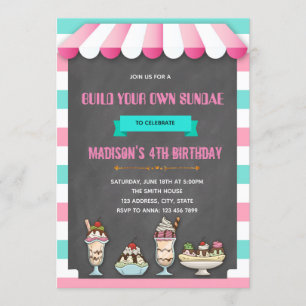 Invitation pour une fête de sundae à composer soi-