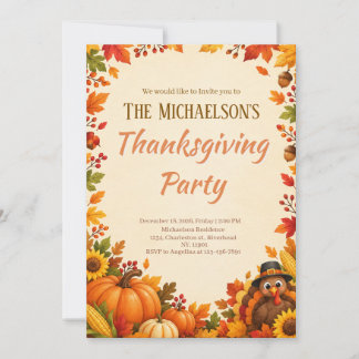Invitation pour une fête de Thanksgiving 2 mignonn