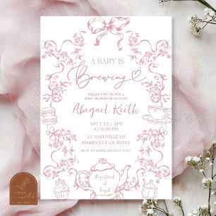 Invitation pour une fête de thé bébé en préparatio
