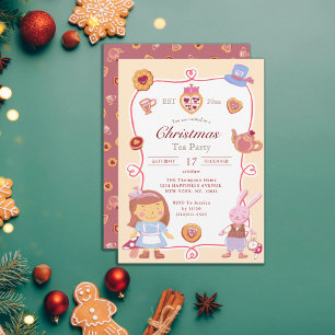 Invitation pour une fête de thé de Noël crémeuse d