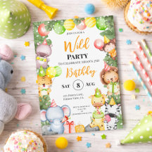 Invitation pour une fête d'enfants sur les animaux