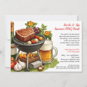 Invitation pour une fête d'été BBQ & Bière 