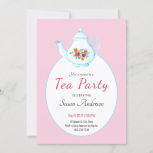 Invitation pour une fête du thé à l'aquarelle en r