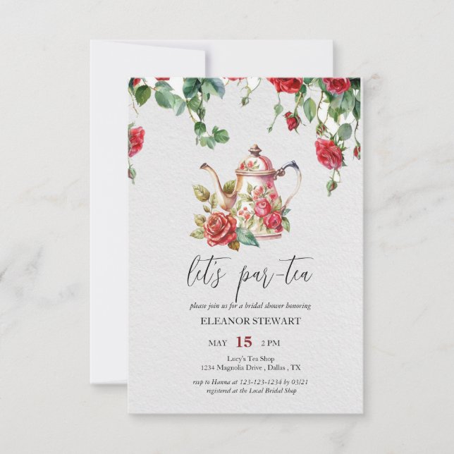Invitation pour une fête du thé "Let's Par-Tea" (Devant)