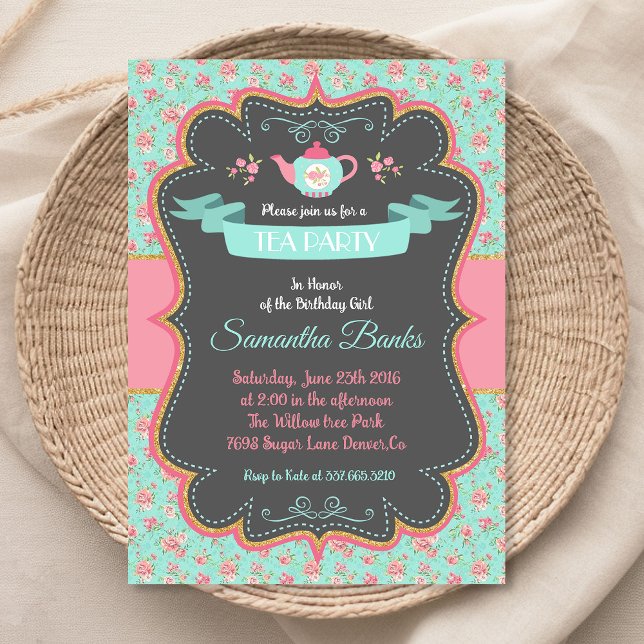 Invitation pour une fête du thé Shabby Chic | Fête (Créateur téléchargé)