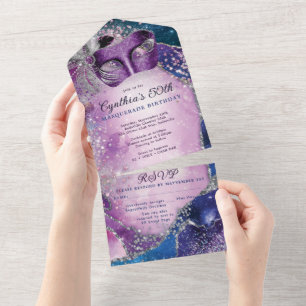 Invitation pour une fête masquée TOUT EN UN 