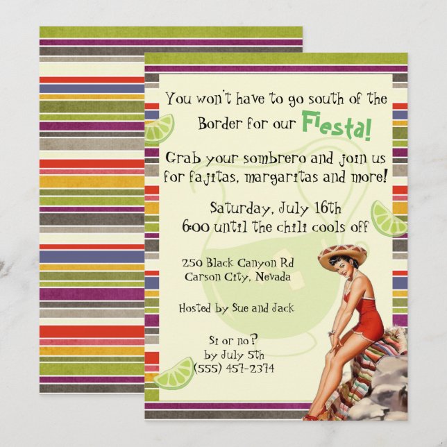 Invitation pour une fête mexicaine pour adultes (Devant / Derrière)