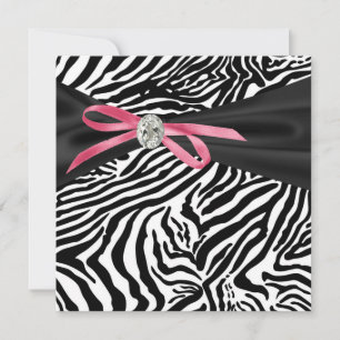 Invitation pour une fête rose girly à rayures