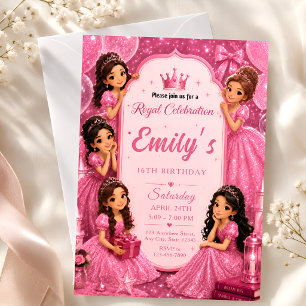 Invitation pour une fête royale Sweet 16 avec un d
