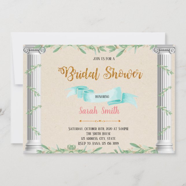 Invitation pour une fête sur le thème grec rustiqu (Devant)