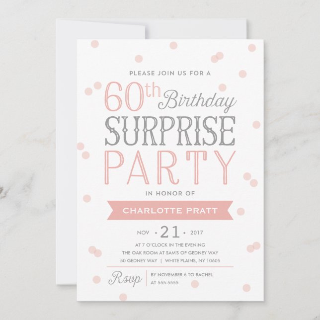Invitation pour une fête surprise avec confettis p (Devant)