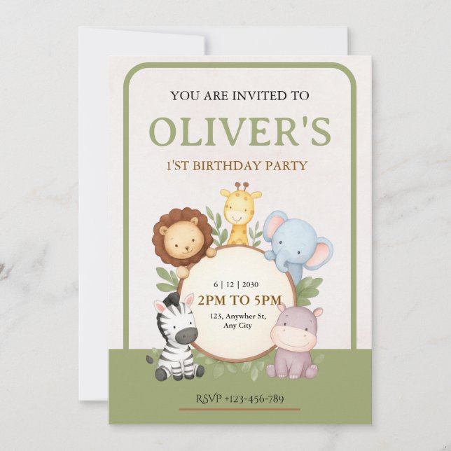 Invitation pour une première fête d'anniversaire s (Devant)