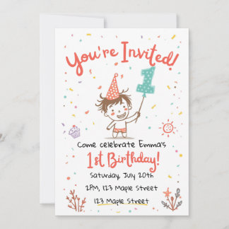 Invitation pour une première fête de style crayon 