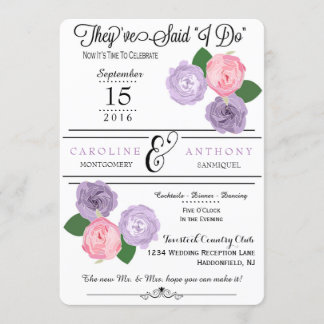 Invitation pour une réception de mariage avec des 