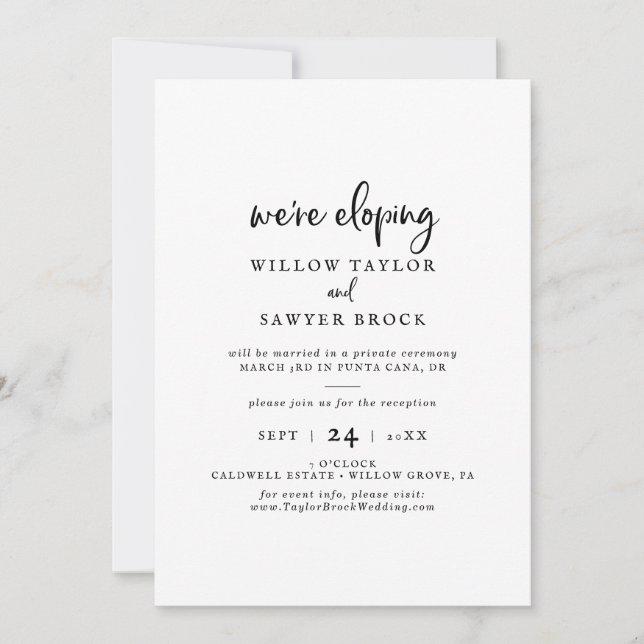 Invitation pour une réception de mariage intime en (Devant)