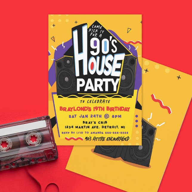 Invitation pour une soirée 90 dans une maison (Créateur téléchargé)