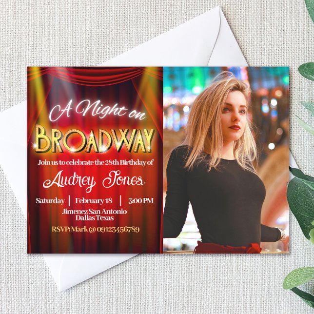 Invitation pour une soirée à Broadway avec photo (Créateur téléchargé)