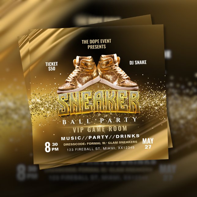 Invitation pour une soirée aux baskets dorées (Créateur téléchargé)