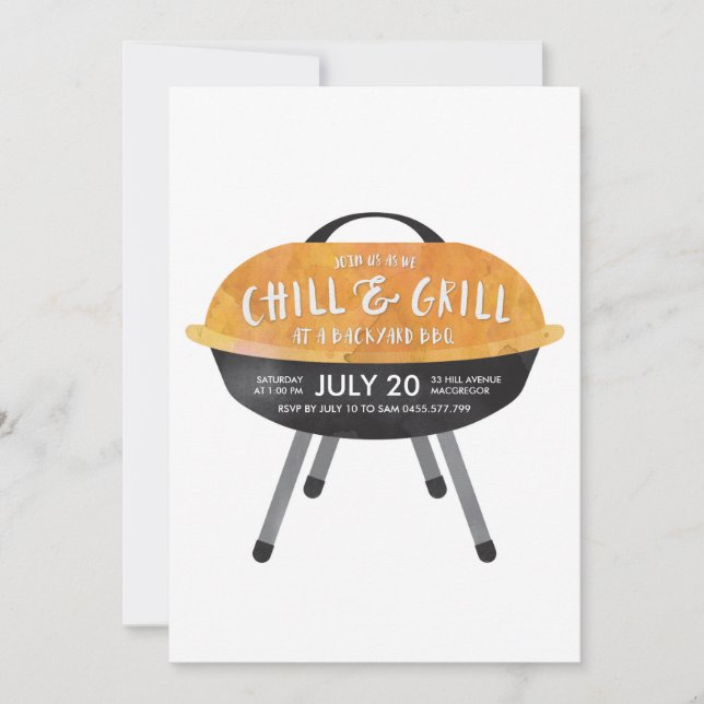 Invitation pour une soirée BBQ Chill and Grill (Devant)
