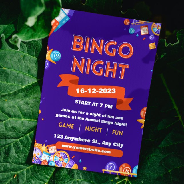 Invitation pour une soirée Bingo amusante Violet & (Créateur téléchargé)