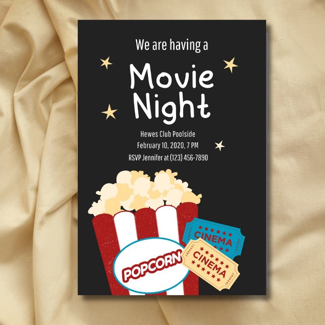 Invitation pour une soirée cinéma vintage cool ave (Créateur téléchargé)