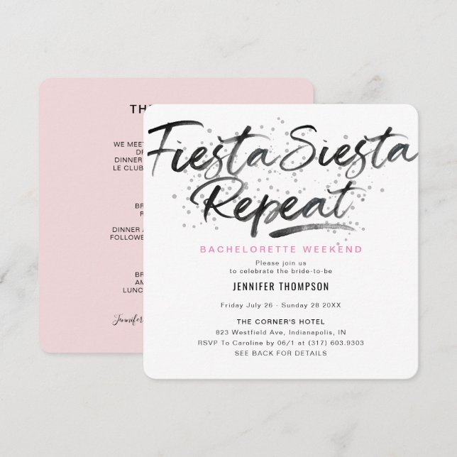 Invitation pour une soirée de Bachelorette Fiesta  (Devant / Derrière)
