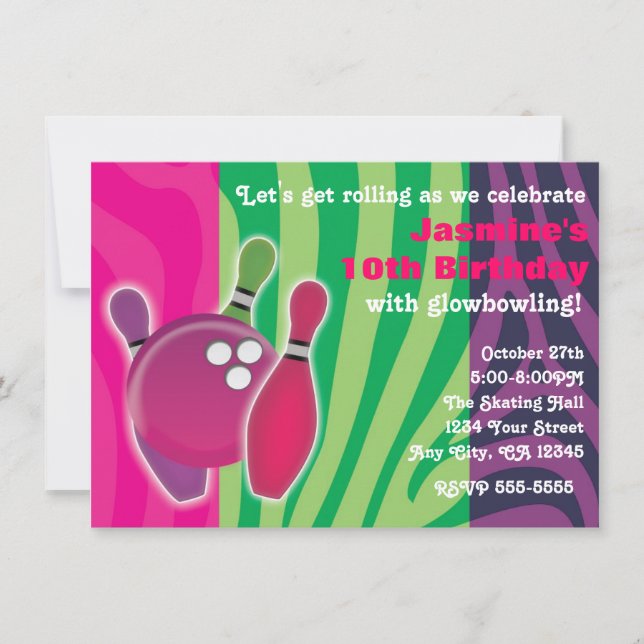 Invitation pour une soirée de bowling avec impress (Devant)