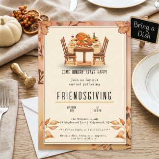 Invitation pour une soirée de Friendsgiving rustiq