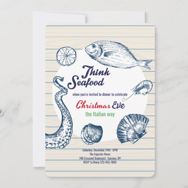 Invitation pour une soirée de fruits de mer (Devant)