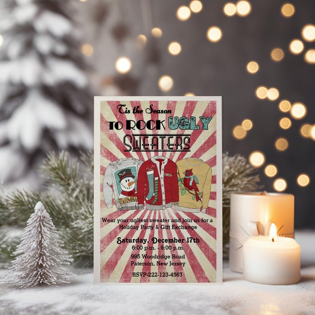 Invitation pour une soirée de Noël avec un pull mo (Créateur téléchargé)