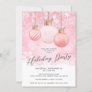 Invitation pour une soirée de Noël rose 