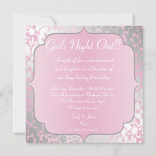 Invitation pour une soirée entre filles rose bébé