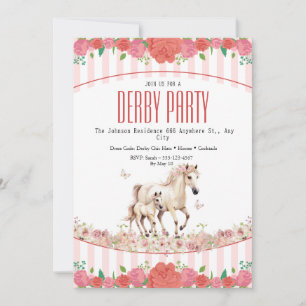 Invitation pour une soirée filles Derby Fleurs ros