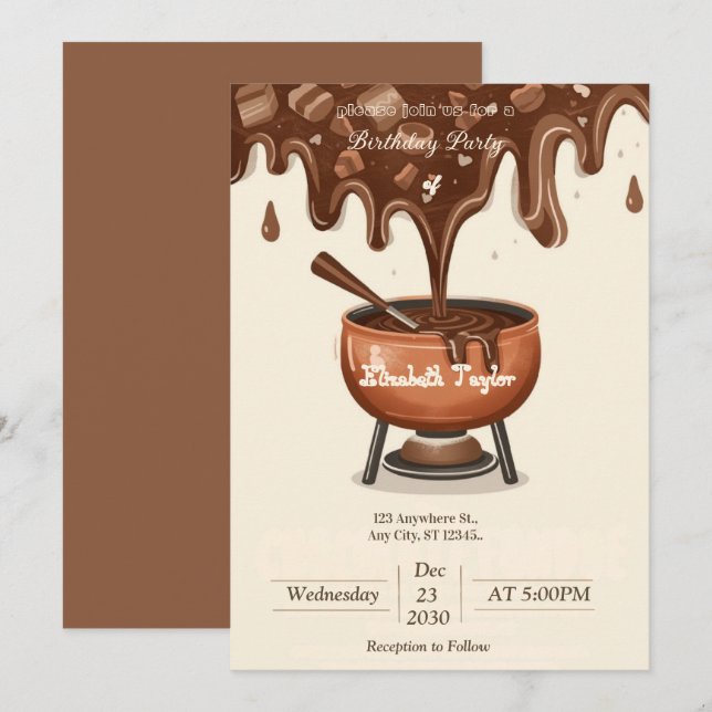 Invitation pour une soirée fondue au chocolat – Do (Devant / Derrière)