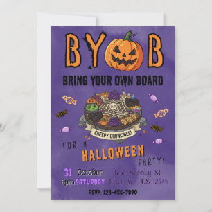Invitation pour une soirée Halloween avec planche