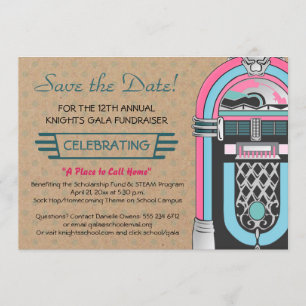 Invitation pour une soirée Jukebox Sock Hop