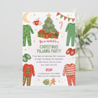 Invitation pour une soirée pyjama de Noël pour enf