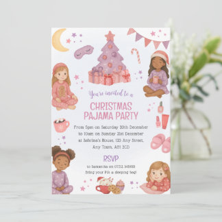 Invitation pour une soirée pyjama rose de Noël pou