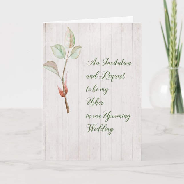 Invitation pour Usher Card Faux Wood & Plante Spri (Devant)