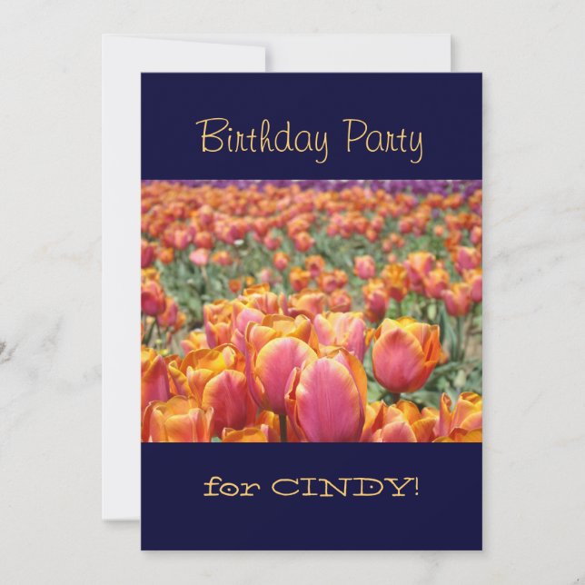 Invitation pour Votre Anniversaire Fête des Tulipe (Devant)