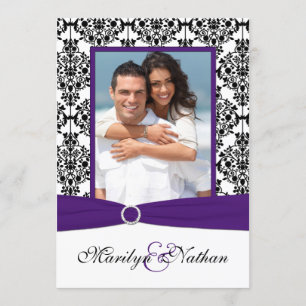 Invitation pourpre, blanc, noir de mariage de