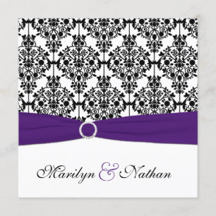 Invitation pourpre, blanche et noire de mariage