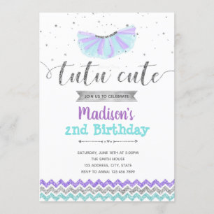 Invitation pourpre d'anniversaire de ballerine