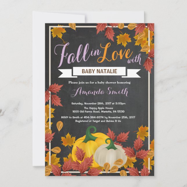 Invitation pourpre de baby shower de fille de (Devant)
