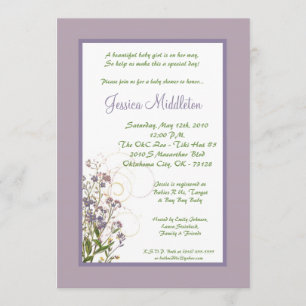 invitation pourpre de baby shower de fleur de