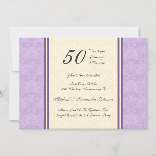 Invitation pourpre de damassé de fête (Devant)